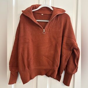 Rust Half-Zip Sweater